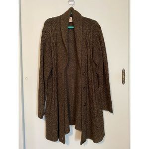 Faded Glory Long Brown Sweater Cardigan